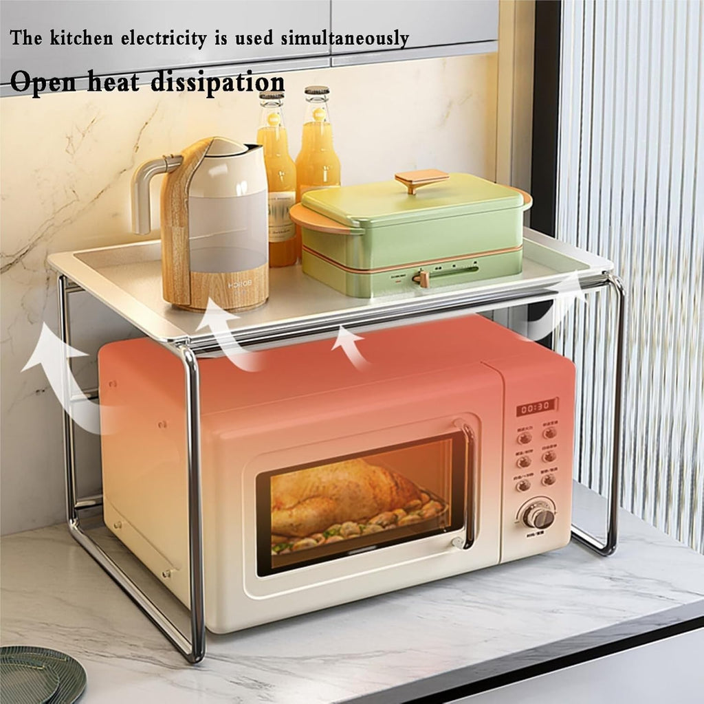 Microwave Oven Rack,Modern Kitchen Baker's Rack - Space-Saving Microwave Stand & Versatile Countertop Shelf, Ideal for Rice Cooker & Kitchen Storage (28x38x34cm)
