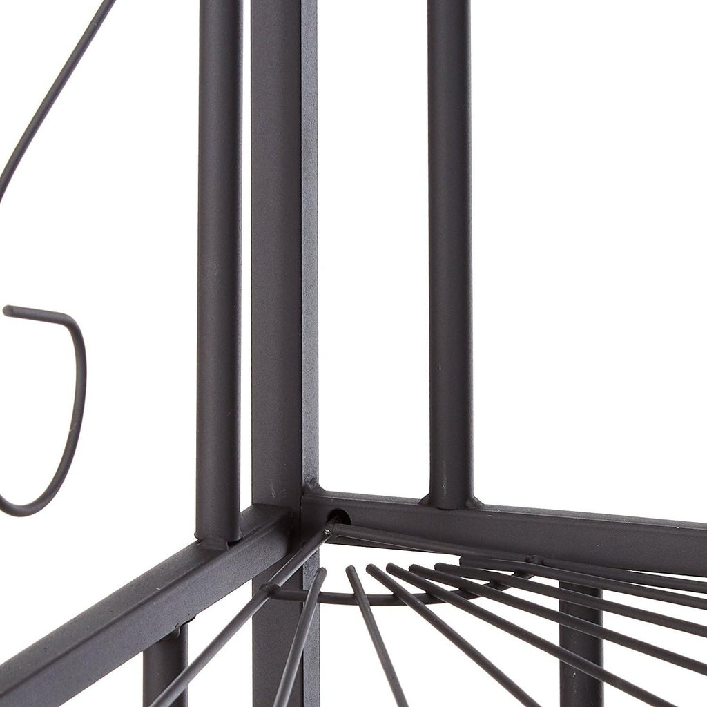 KB Designs - 4-Tier Corner Bakers Rack, Kitchen Storage Shelfs, Black/Walnut