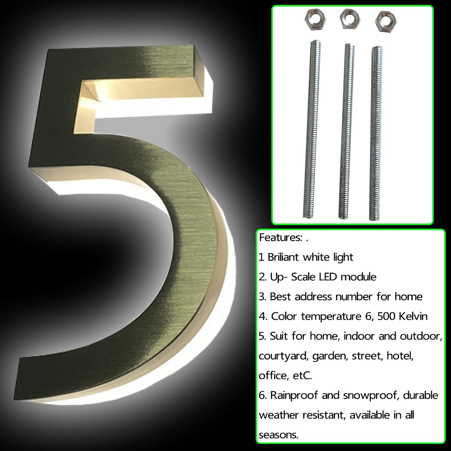 Modern Illuminated House Numbers For Outside 14', Backlit LED Address Numbers For House, Light Up Address Sign, Lighted House Number Plaque For Home Yard,3