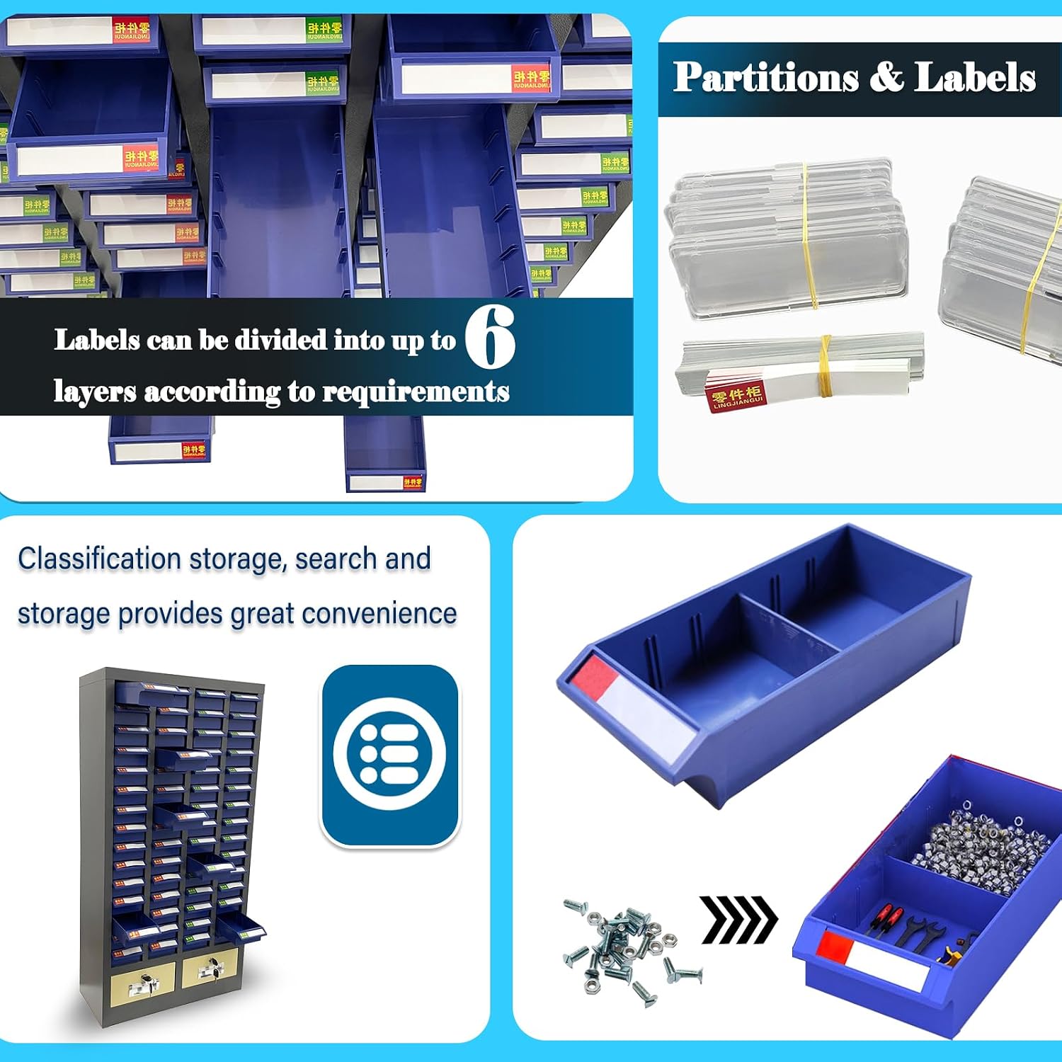 60 Drawers Part Cabinet Nut and Bolt Organizer Bolt Bin Cabinet Small Metal Parts Organizer Bolts Screw Storage with Two Lockable Large Drawers