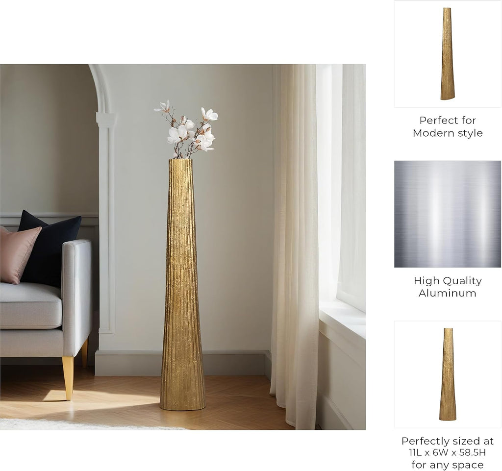 Floor Vase for Living Room Decor – Metal Vase for Home, Bedroom, or Office – Elegant vase adds a Sophisticated Accent to Any Table, House, or Room Decor – Flower Vases for Centerpieces – 58', Gold