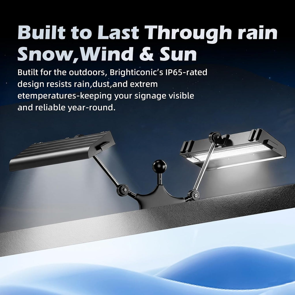 Solar Sign Lights Outdoor 464 LED Ultra Bright Dual-Side Billboard Light with Mounting Bracket 8000 mAh Commercial Solar Lights for Wall Real Estate Business Yard Sign Advertising Lighting (Black)