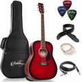 Ashthorpe Full-Size Dreadnought Acoustic-Electric Guitar Bundle - Premium Tonewoods - Red