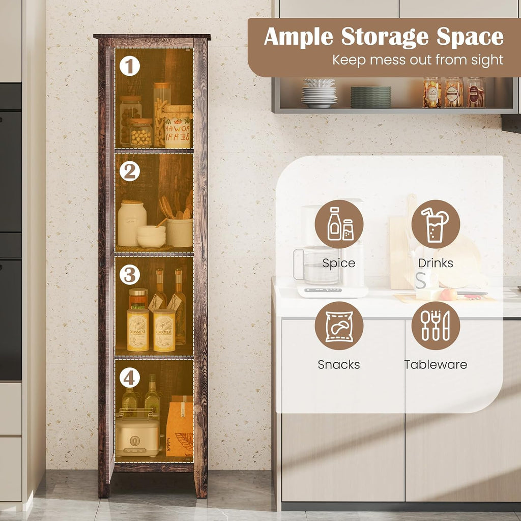 Giantex 72-Inches Narrow Storage Cabinet, Tall Bathroom Floor Cabinet with 4 Shelves, Barn Door, Anti-tilt Device, Raised Feet, Slim Storage Unit for Small Spaces, Living Room, Home Office, Kitchen