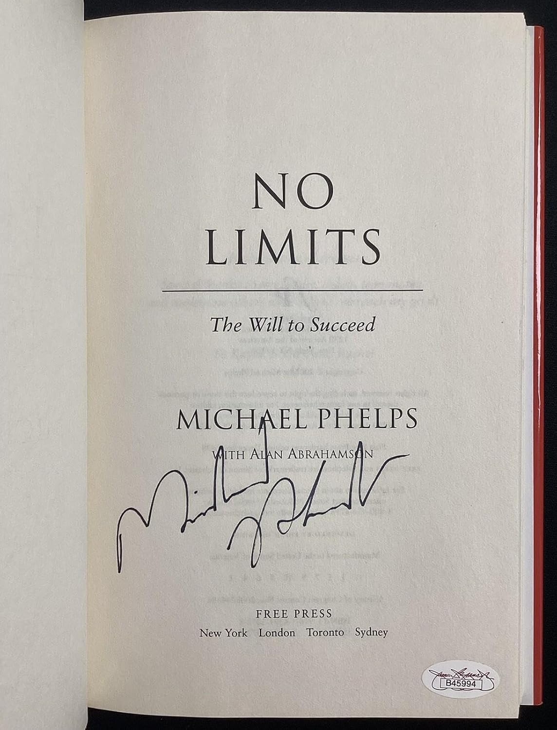 Michael Phelps Signed Book No Limits HCB Olympic Medal Swim Autograph JSA - Autographed Olympic Caps and Hats