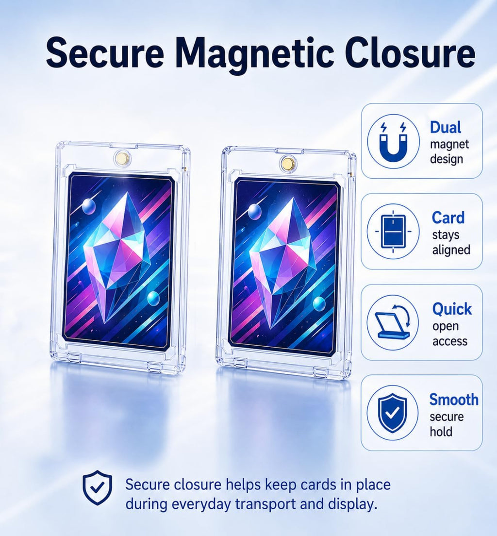 75pt Magnetic Card Holder, 100 Pack Clear Acrylic Trading Card Cases | 0.21' Clear Acrylic Trading Card Case for Slightly Thicker Cards, U-V Resistant Sports Card Protector for Thick TCG Card