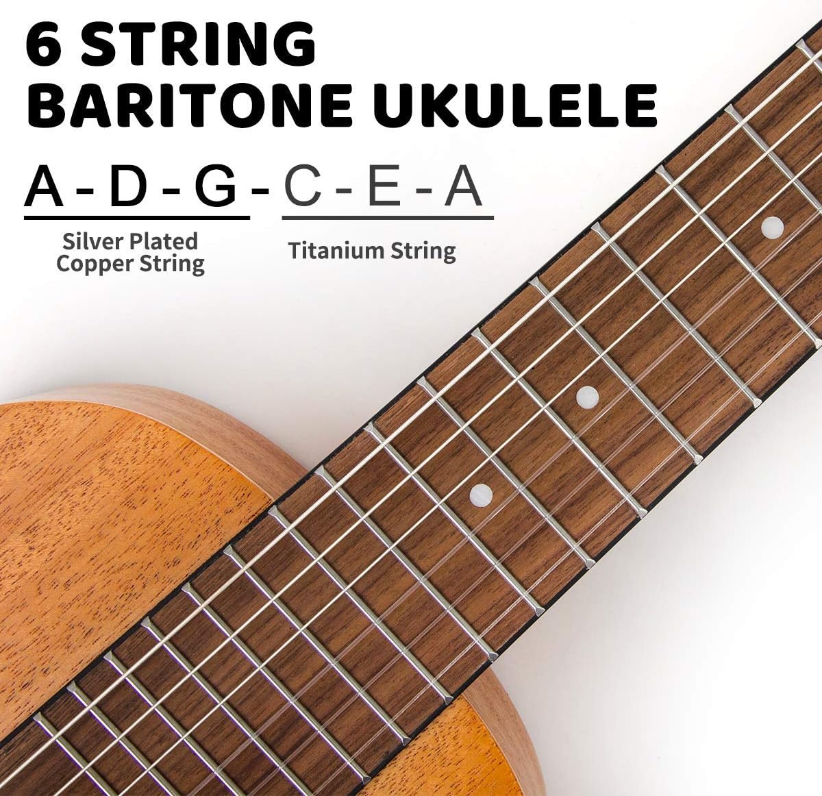 Kmise 31 Inch Guitarlele Mini Travel Guitar Ukulele, Solid Mahogany Body for Adults, Portable Acoustic Guitalele with Gig Bag, Picks & Strap for Travel/Outdoor/Beginner Practice