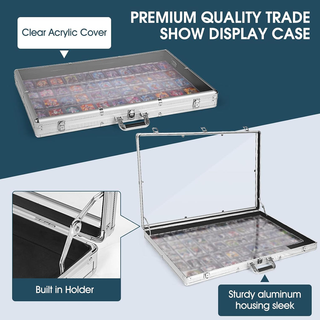 Large Card Show Display Case with Clear Acrylic,Portable Aluminum Trade Show Display Frame with Lock for MTG TCG Sports Collectibles Cards (34'x22')