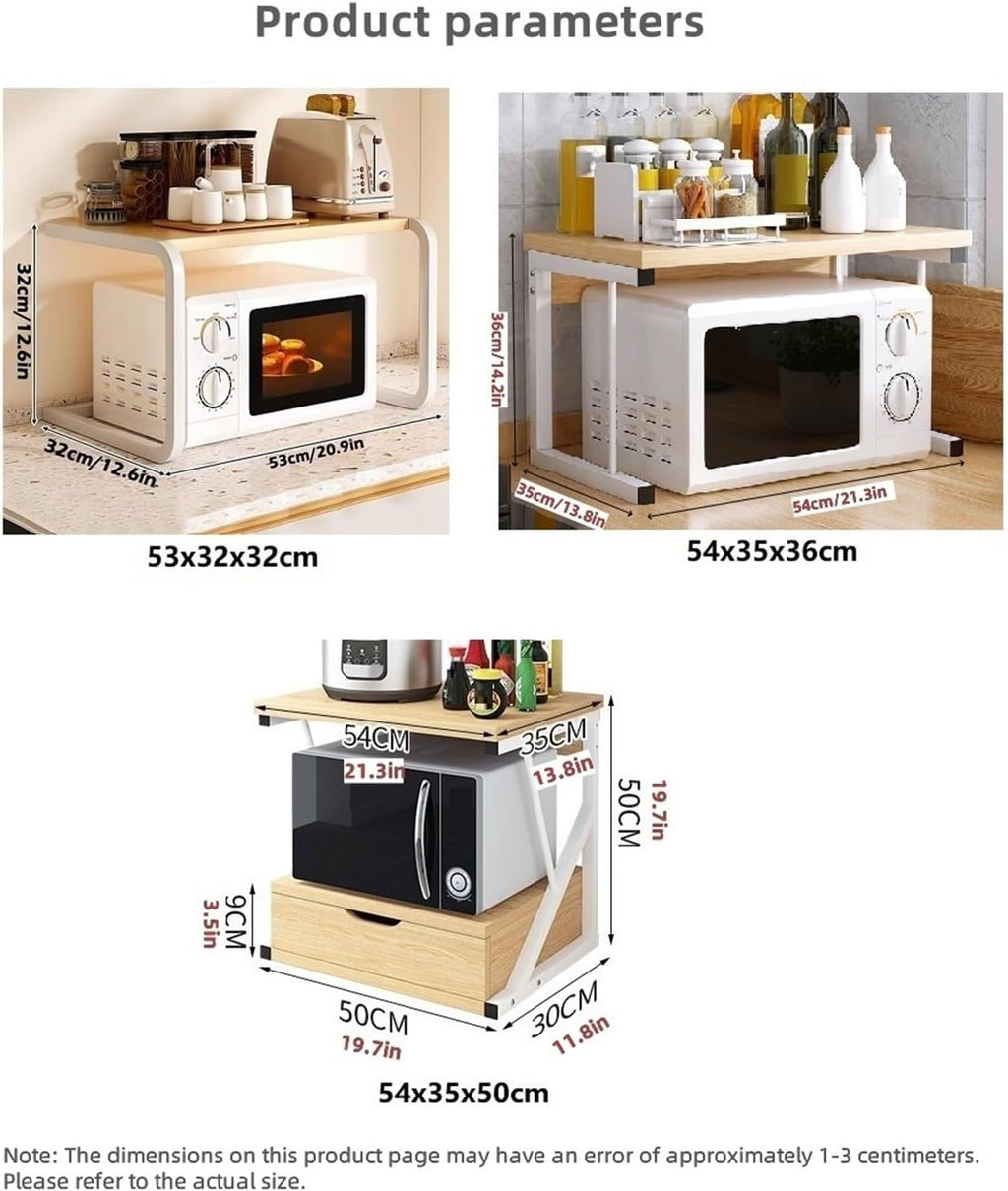 Wooden Microwave Stand Shelf with Drawer, Save Space Storage Organizer, Microwave Shelf Stand, Bakers Racks for Kitchens with Storage,Living Room