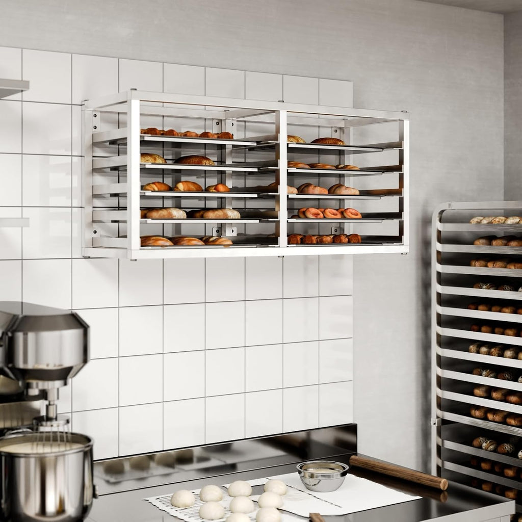 AmGood Wall Mounted Sheet/Bun Pan Rack - 40' x 13' x 18'. Fits 10 Half Size Pans. NSF
