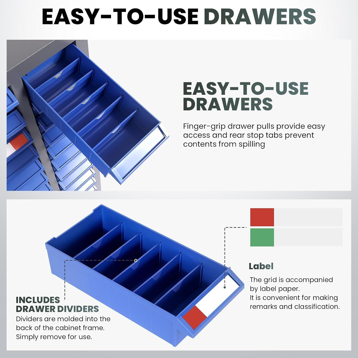 75-Drawer Nut and Bolt Organizer, Parts Cabinet No ssembly, with Labels & Adjustable Dividers, ABS Drawers, 860LBS, Alloy Steel Frame for Workshop Garage