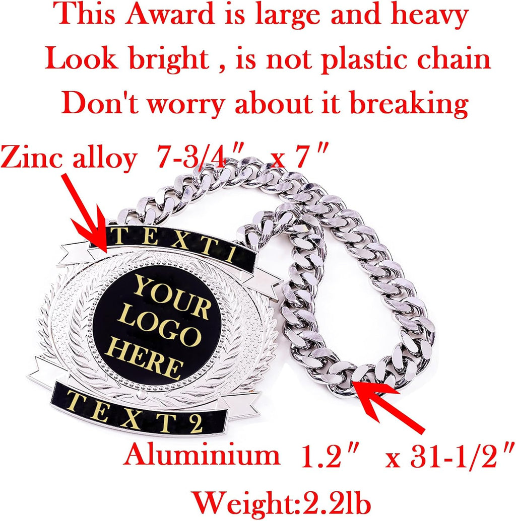 Fantasy Football Championship Chains Award, Champ Chains Award Winner Prize Trophy, 7-3/4″ x 7″ Large Champ Medal