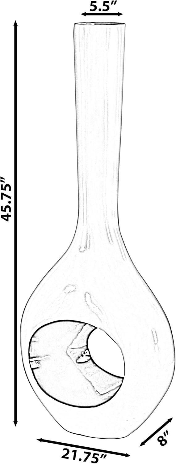 Tall Floor Vase, White Vase with Hole Inside Black 45 Inch Vase, Tall Vase for Home Décor, Interior Decoration, Modern Floor Vase, Tall Vases for Floor