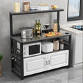 4-Tier Kitchen Storage Rack,Bakers Rack with Sliding Drawer and S-Shaped Hooks,Kitchen Storage Shelves with Adjustable Foot Pad,Standing Metal Shelf Rack for Storage Pantry