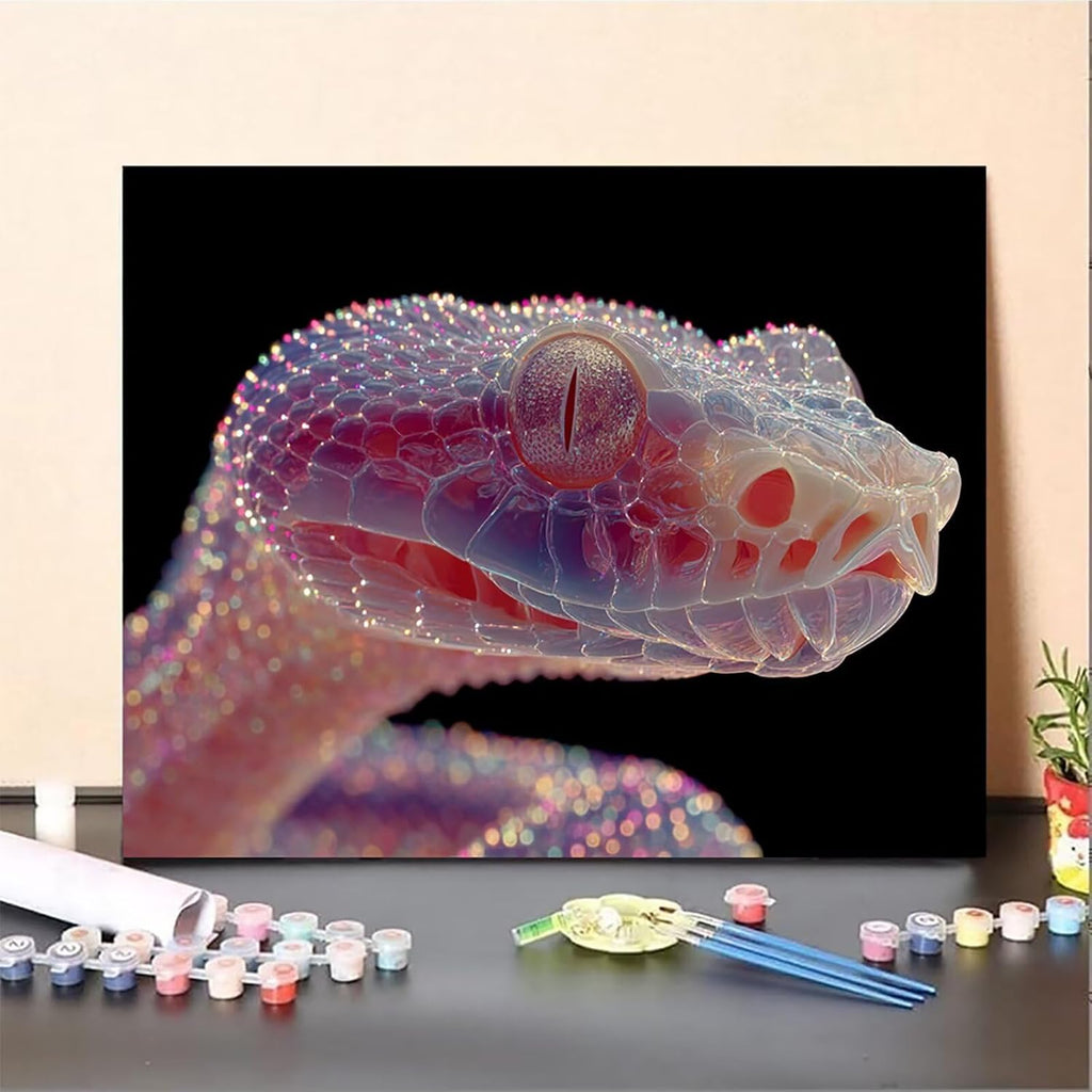 Pink Paint by Numbers Kit for Adults, DIY Painting by Numbers Snake, DIY Canvas Wall Art Crafts for Adults with Paint Brushes and Acrylic, Spring Decorations Art Supplies, Girl Gifts, 54x40in 4-4869
