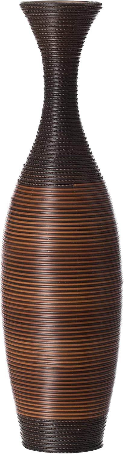Uniquewise Tall Designer Floor Vase - 41 Inch Large Artificial Rattan Vase for Home Decor, Living Room or Hallway - Brown
