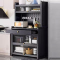 Kitchen Storage Rack with Doors Bakers Rack with Storage Cabinet Doors and Drawers, for Kitchen Dining Room Living Room(Gray,80 * 42 * 151cm)