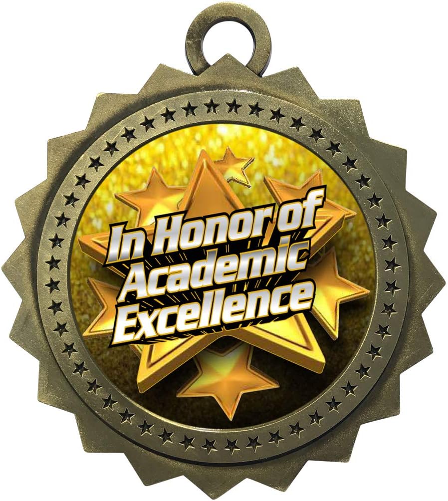 1 to 50 Packs Academic Excellence Gold Medals Trophy Award with Free Custom Engraving D03-FCL401