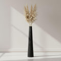 Aluminum Decorative Vase – Floor Flower Holder for Tall Arrangements, Entryway or Living Room Placement, Home Decor with Ribbed Modern Vase Design for Sculptural Impact – 48', Black
