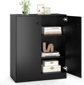 LOKO 2-Door Storage Cabinet, Modern Floor Cabinet with 3-Tier Shelf, Freestanding Side Cabinet with Anti-Toppling Device, Storage Organizer for Living Room, Kitchen, Dining Room, Entryway (Black)