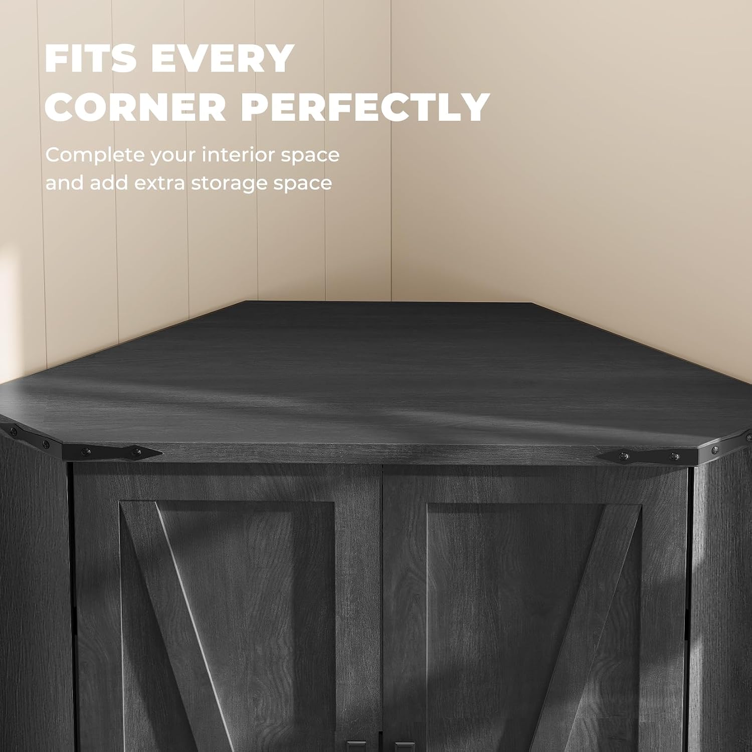 Dripex 71' Corner Cabinet Black, Farmhouse Kitchen Pantry Cabinet with Doors Storage & Adjustable Shelves, Tall Corner Storage Cabinet with LED Light, Food Pantry for Living Room, Dining Room