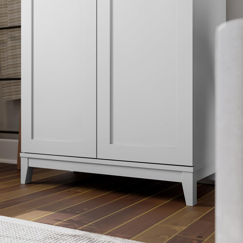 Prepac Yaletown 72' Tall Storage Cabinet with Wood Legs, Pantry Cabinet with 3 Adjustable Shelves, Bathroom, Kitchen and Home Organization in White, 16' D x 32' W x 72' H