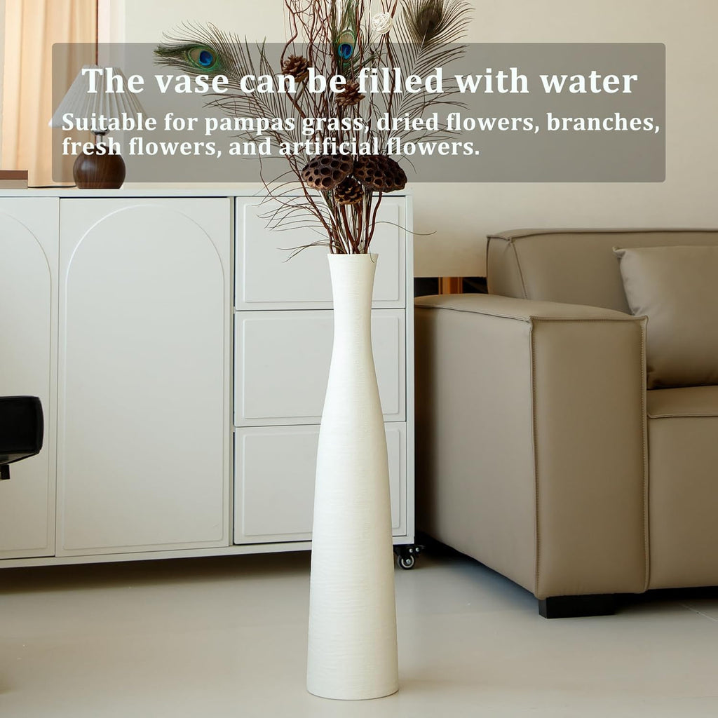 Ceramic Tall Floor Vase, 29' Tall Terracotta Large Decorative Vases for Rustic Modern Boho Home Decor, Living Room Decoration, Big Standing Vase for Pampas Grass, Flowers, Dried Flowers