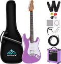 EASTROCK Electric Guitar 39' Full Size Solid Body Electric Guitar Kit for Beginner Girls & Adults with 10w Amp, Bag, Capo, Shoulder Strap, String, Cable, Picks, (Right-Handed, Purple)