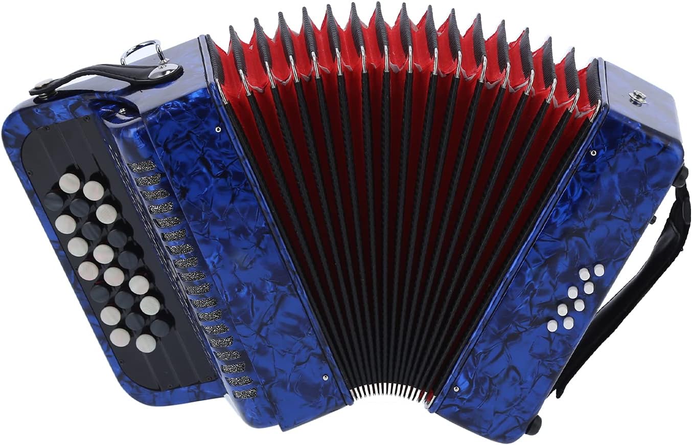 Accordion, 22 Key 8 Bass Button Accordion with Bag, Beginner Adult Professional Accordion, Rich Timbre With Shoulder Strap Comfortable ＆ Sensitive Button ()