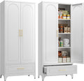 SteeLoong Metal Storage Cabinet with Drawers,75Inch White Pantry Cabinets for Kitchen Storage with 3 Adjustable Shelves,Tall Kitchen Pantry Cabinet for Living Room, Dining Room Office