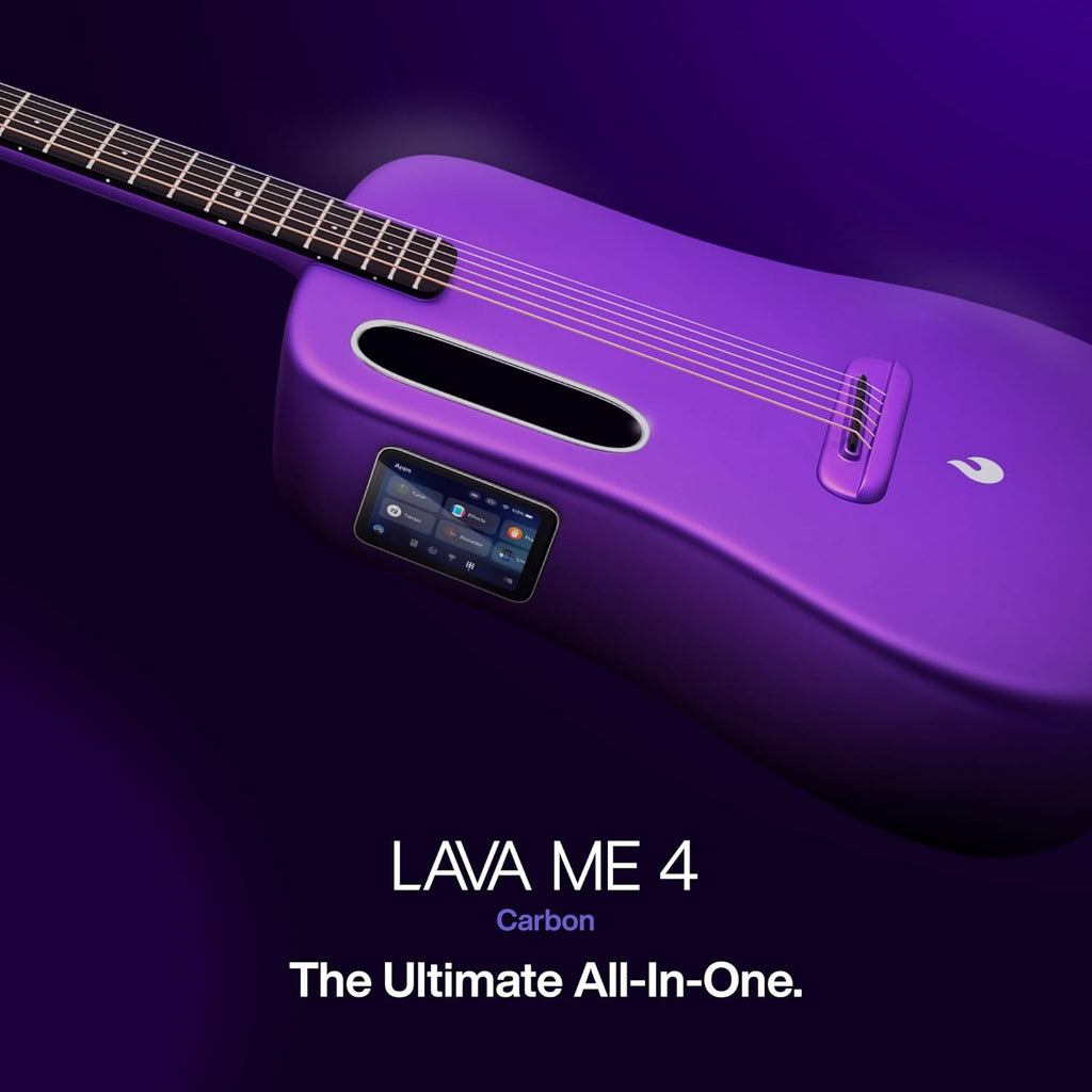 LAVA ME 4 Acoustic Electric Guitars Carbon Fiber Travel Smart Audio Guitar with 3.5 inch TouchScreen, HILAVA 2.0 System, Right-handed, FreeBoost 3.0, Airflow Bag (38INCH Space Gray)
