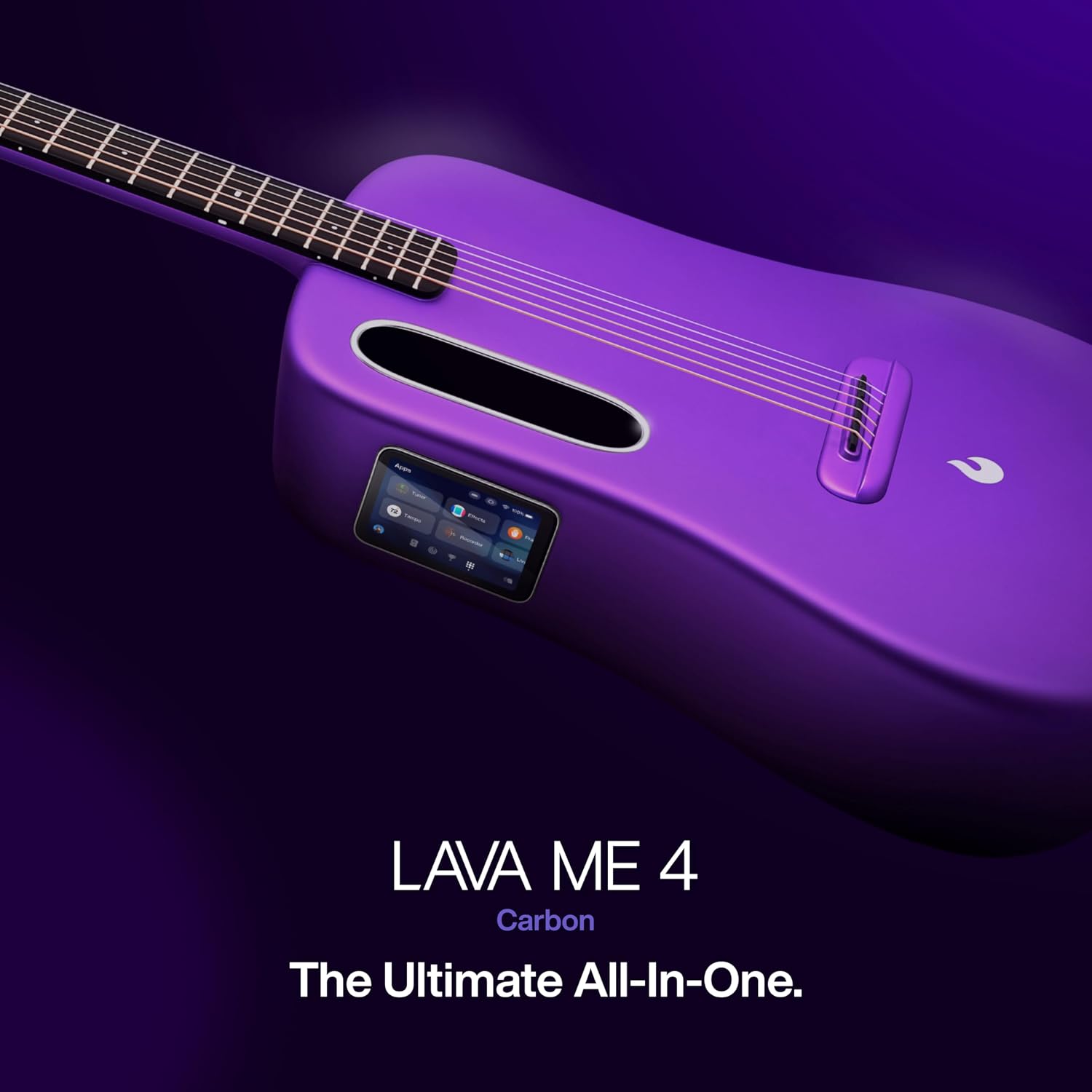 LAVA ME 4 Acoustic Electric Guitars Carbon Fiber Travel Smart Audio Guitar with 3.5 inch TouchScreen, HILAVA 2.0 System, Right-handed, FreeBoost 3.0, Airflow Bag (38INCH Space Gray)