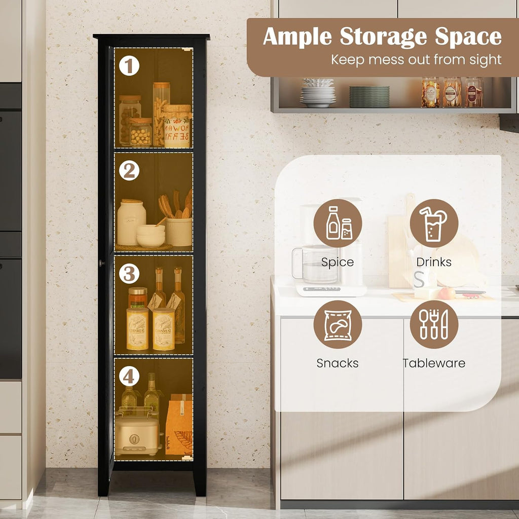 Giantex 72-Inches Narrow Storage Cabinet, Tall Bathroom Floor Cabinet with 4 Shelves, Barn Door, Anti-tilt Device, Raised Feet, Slim Storage Unit for Small Spaces, Living Room, Home Office, Kitchen