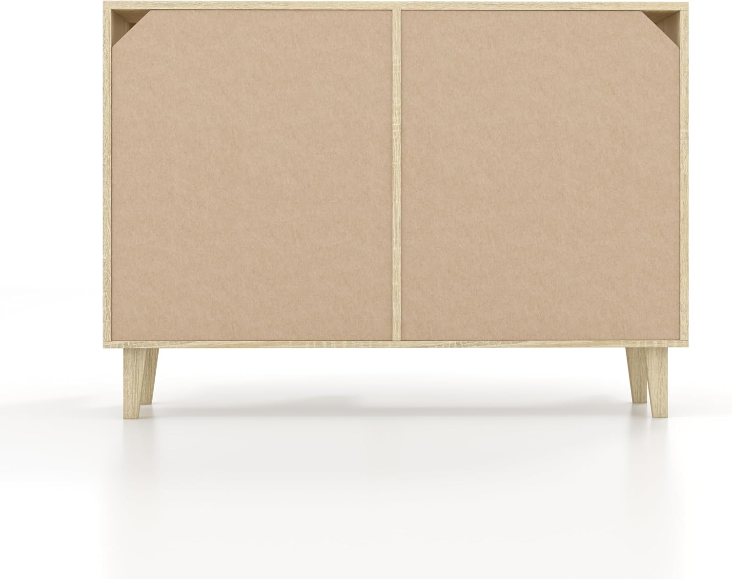 Panana Buffet Storage Cabinet with Rattan Decorating 4 Doors Living Room Kitchen Sideboard 48.43 x 34.65 x 15 inch (Natural Wood)