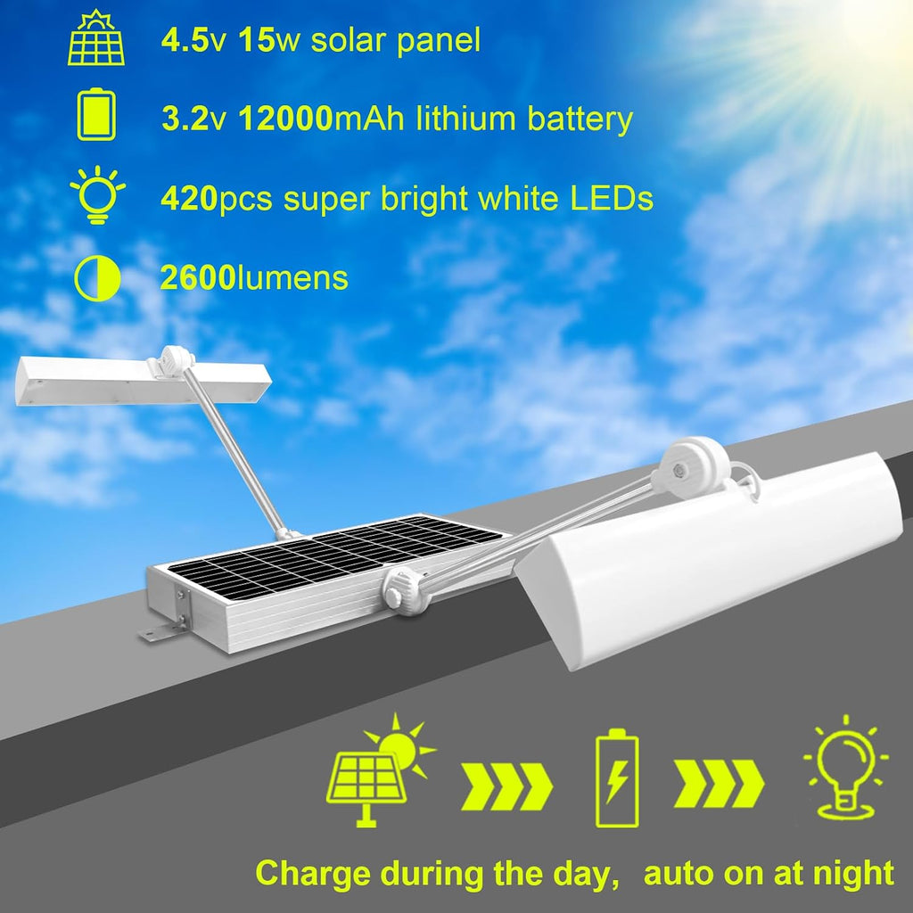 Solar Sign Lights Outdoors, 420Pcs LED 12000mAh Battery, Wireless Billboard Light,IP65 Waterproof, Signboard Lights for Real Estate Sign Posts Business Store House Address (white)