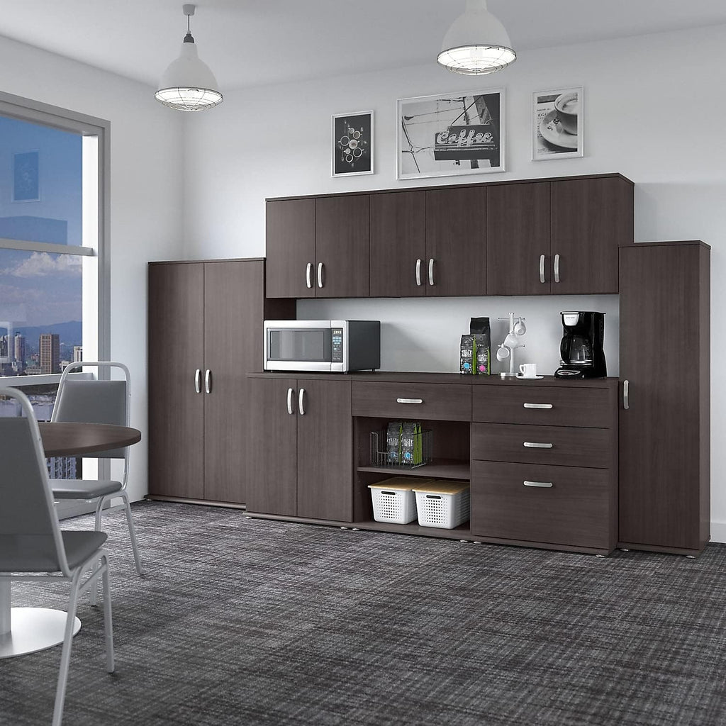 Bush Business Furniture Universal Floor Storage Cabinet with Doors and Shelves in Storm Gray, Vertical Office Storage Unit with Adjustable Shelving for Workspace