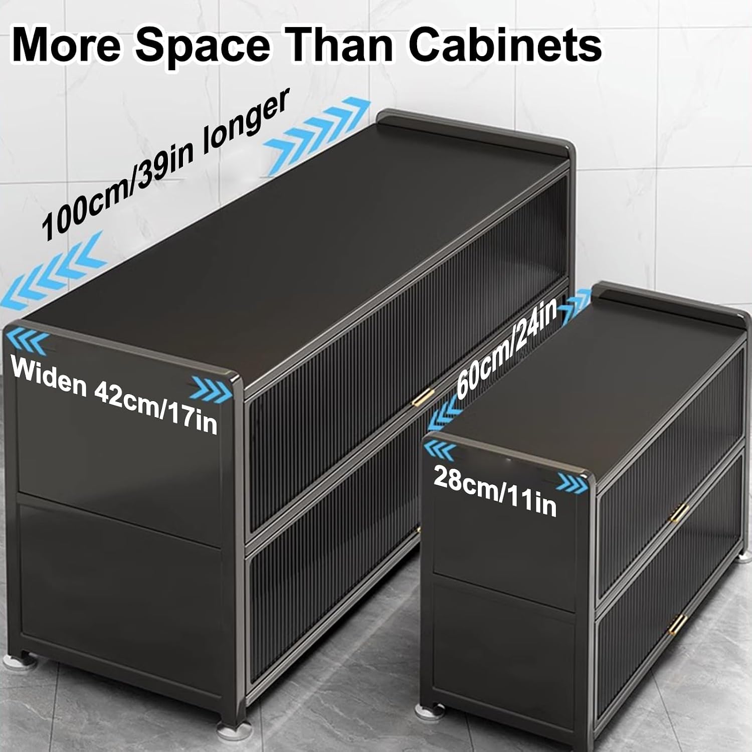 Microwave Oven Rack,Multi-Layer Kitchen Prep Table with Storage, Microwave Oven Shelf, Dust-Proof Bakers Rack, Versatile Dining Side Table, Svart 80x36x85 cm, Space-Saving Organization