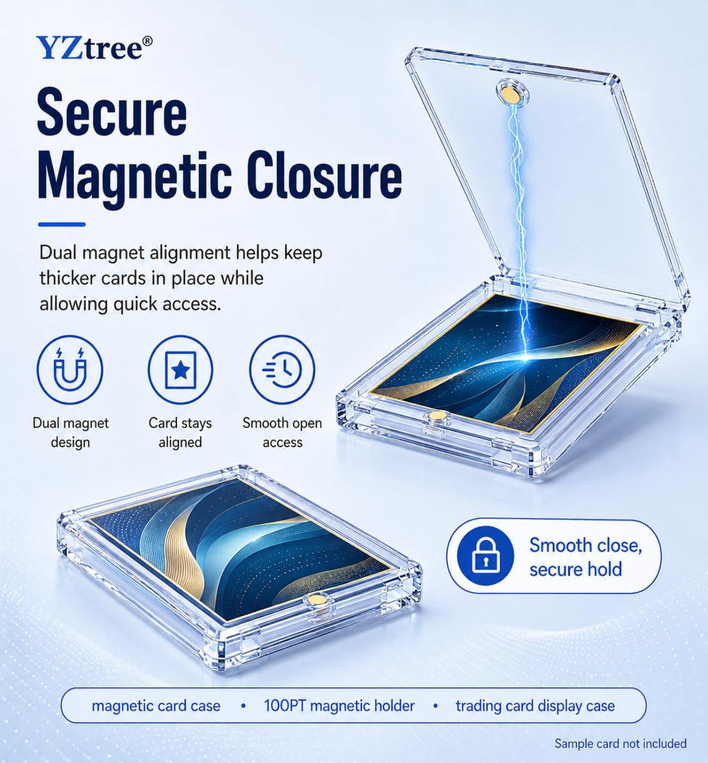 100pt Magnetic Card Holder, 100 Pack Acrylic Card Cases for TCG Card | for Premium Trading Cards, U-V Resistant Magnetic Sports Card Holder for Thick Cards, TCG Pulls, Display and Grading Prep