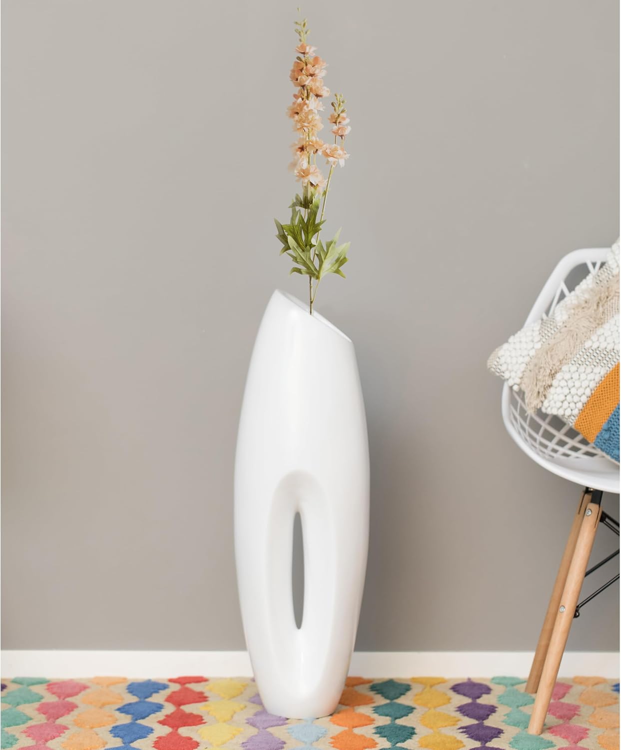 Tall Floor, White Floor, Home Decor, 29-inch, Decorative Lightweight, for The Entryway, Dining Room, Living Room, or Bedroom, Fill with Pampas Grass, Small