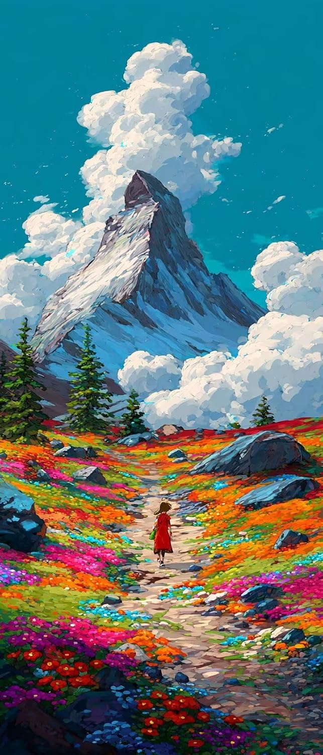 Landscape Diamond Art Kits for Adults, Diamond Painting Flower Gem Arts and Crafts for Adults Beginners, DIY 5D Square Full Drill Crystal Dots Embroidery Paintings, Home Wall Decor 40x80in xy6-p2
