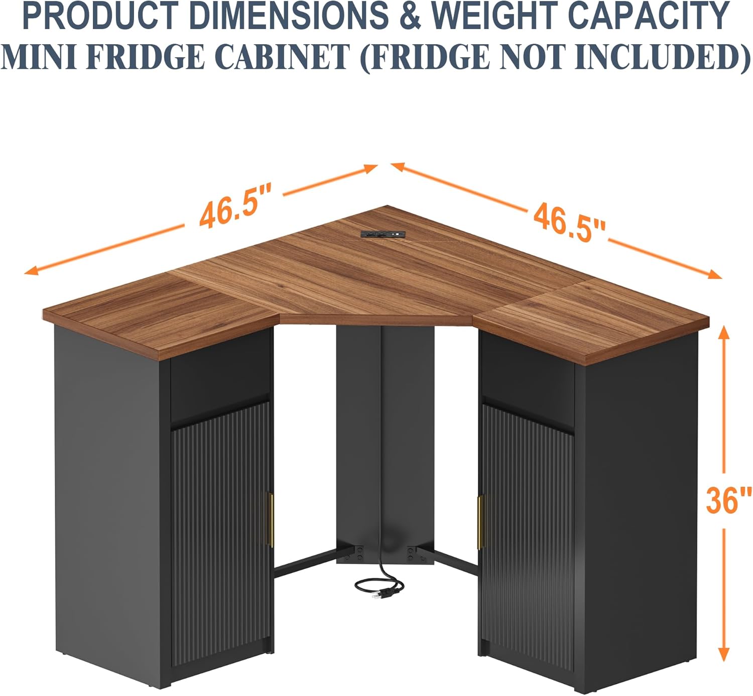 GDLF Corner Bar Cabinet with Fridge Space, Corner Coffee Bar Station with Storage, L Shaped Liquor Wine Cabinet for Home