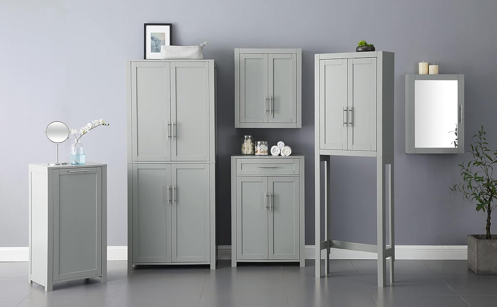 Crosley Furniture Savannah Tall Pantry Storage Cabinet with Shelves, Kitchen, Dining, or Laundry Room, Gray
