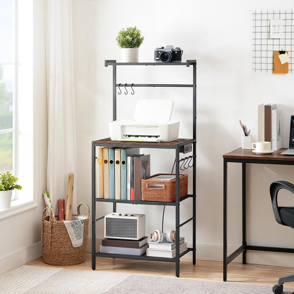 MAHANCRIS Bakers Rack with Drawer and Bakers Rack with Charging Station Bundle, Coffee Bar Station, BRHR48E01-BRHR35E01