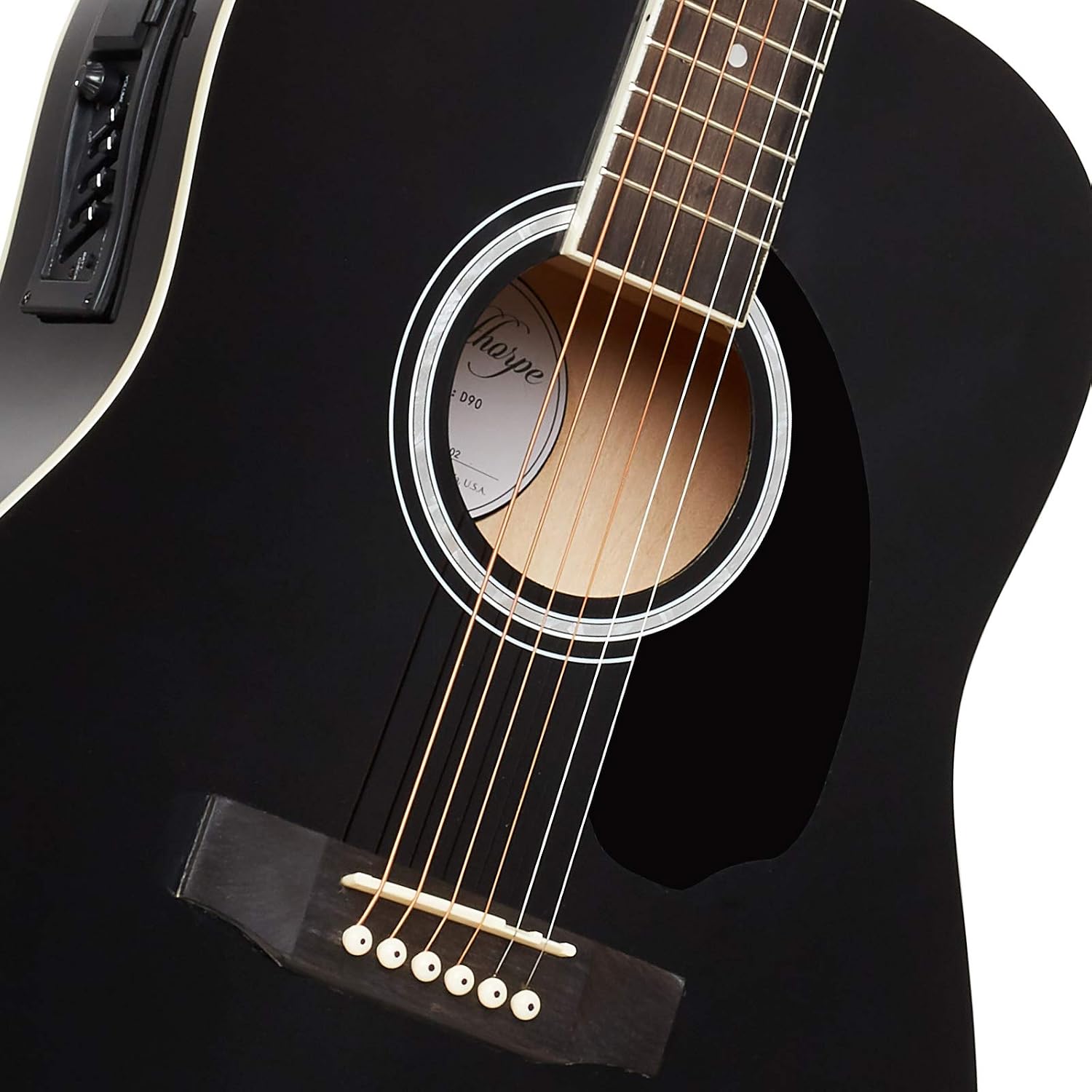 Ashthorpe Full-Size Dreadnought Acoustic-Electric Guitar Bundle - Premium Tonewoods - Black