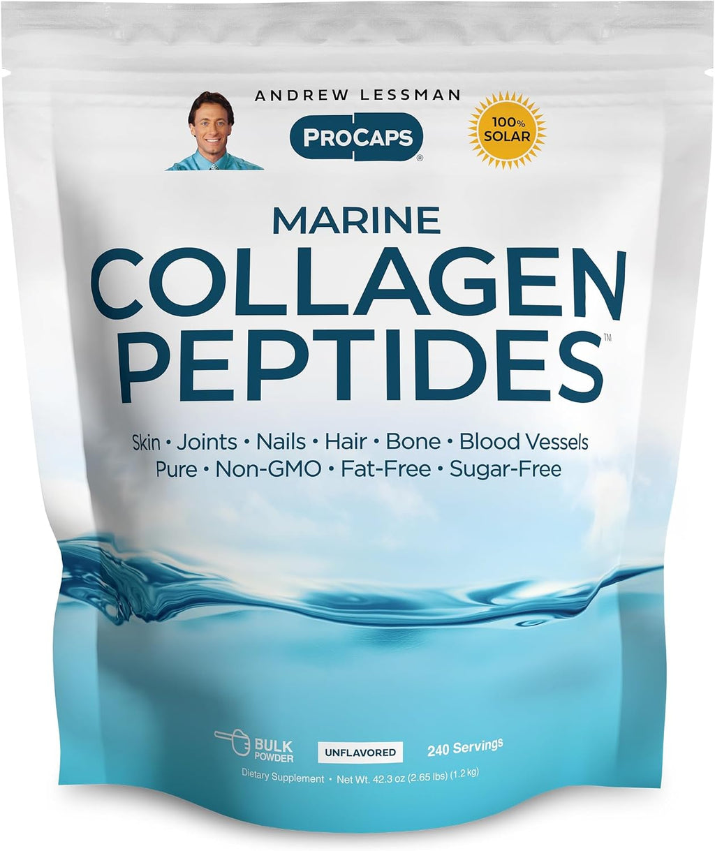 ANDREW LESSMAN Marine Collagen Peptides 240 Servings - Supports Radiant Smooth Soft Skin, Comfortable Joints. Pure. Super Soluble No Fishy Flavor No Additives Non-GMO