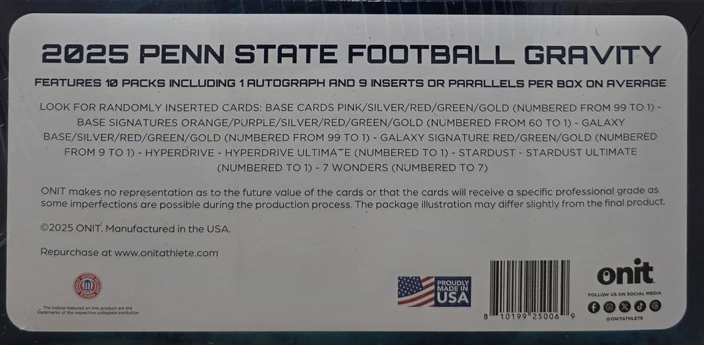 2025 Onit Gravity College Football Card Hobby Box (Penn State Nittany Lions)