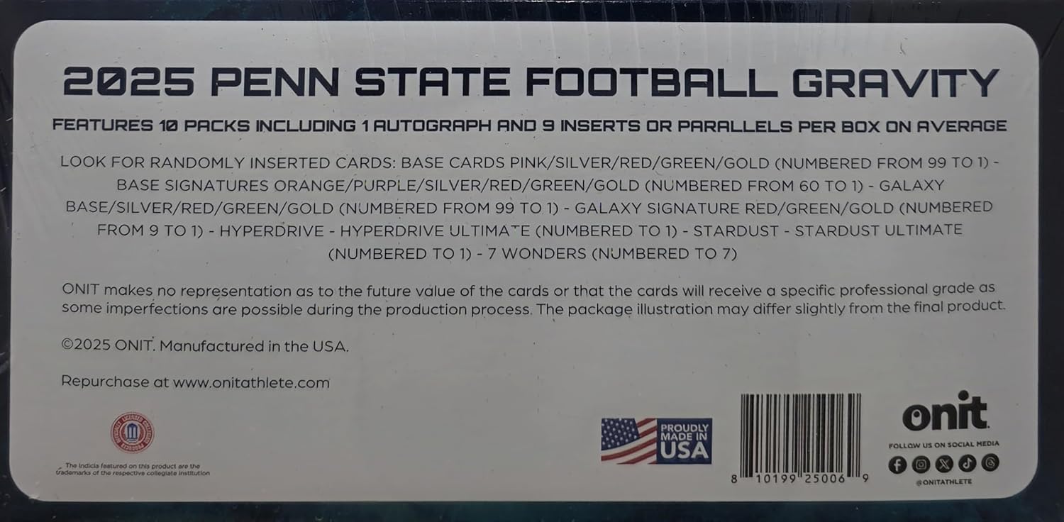 2025 Onit Gravity College Football Card Hobby Box (Penn State Nittany Lions)