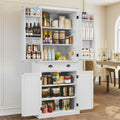 ARTPOWER 72' Pantry Storage Cabinet with Drawer, Freestanding Tall Cupboard Storage Cabinet, Utility Pantry with Door Shelves and 2 Adjustable Shelves for Kitchen, Dining Room,Living Room, White