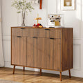 LYNCOHOME Fluted Sideboard Buffet Cabinet with Storage,2 Drawers and 3 Doors,Wood Coffee Bar Cabinet with Solid Wood Feet for Kitchen,Hallway