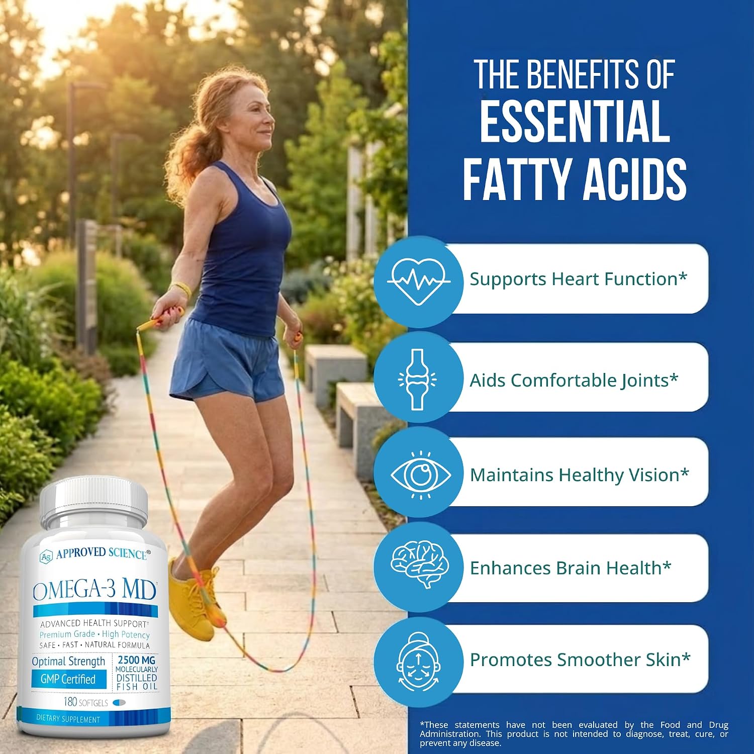 Omega-3 MD - EPA & DHA Supplement - 2500mg Omega 3 Fish Oil for Heart Health, Brain Support, Joint Comfort, & Overall Wellness - 2 Bottles - 6 Month Supply